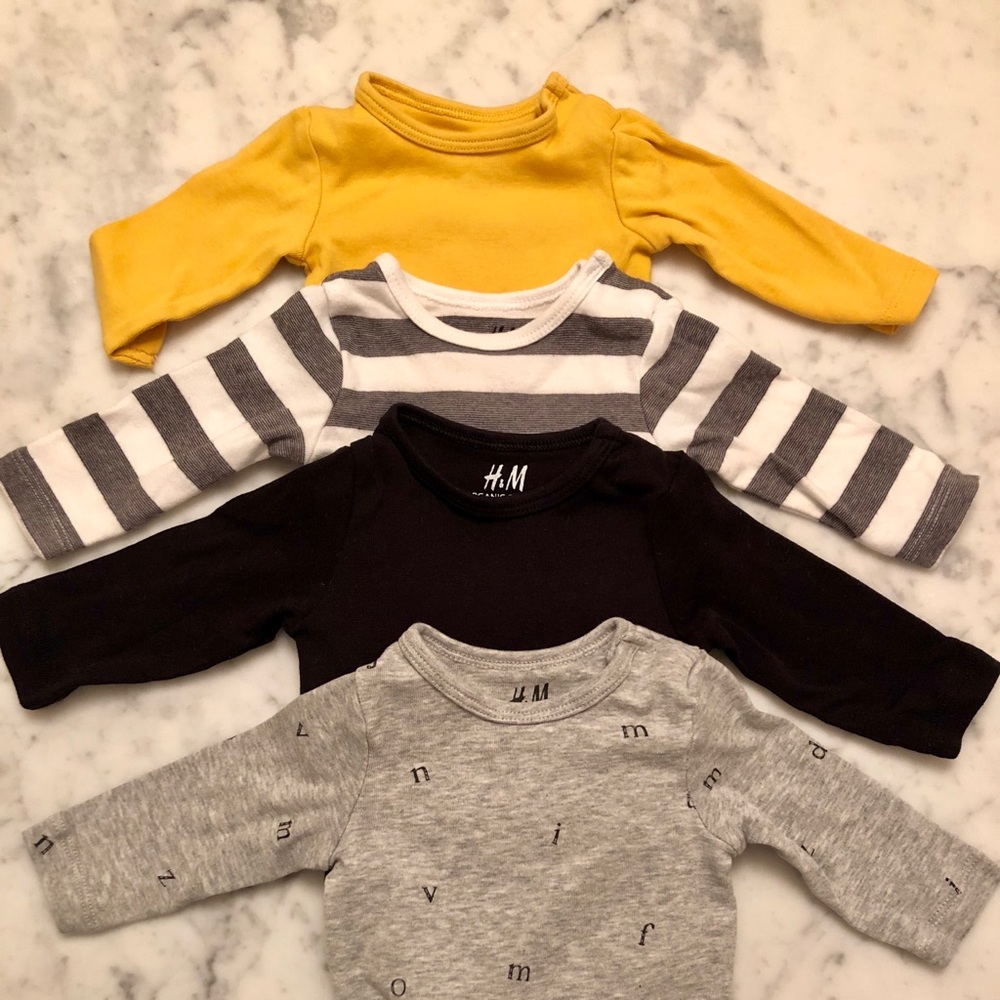 H&M Organic onesie bundle plus slouch beanie.